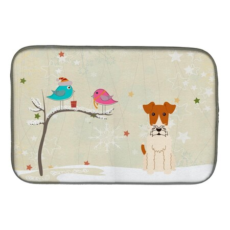 Carolines Treasures Christmas Presents Between Friends Wire Fox Terrier Dish Drying Mat BB2573DDM